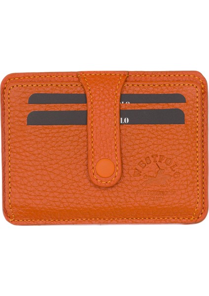 Carpi Çok Bölmeli Unisex Hakiki Flötr Deri Kartlık - Turuncu indirimleri