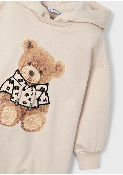 Kız Çocuk Bej Kapüşonlu Elbise 4928 modelleri