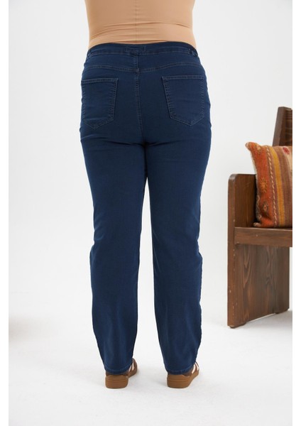 Beli Lastikli Büyük Beden Kot Pantolon Mavi indirimleri