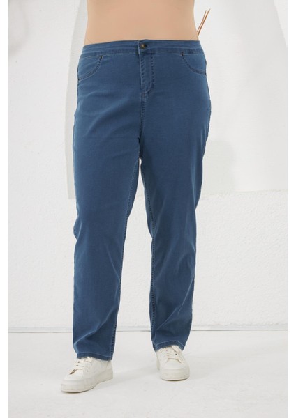 Büyük Beden Kot Pantolon Orta Mavi