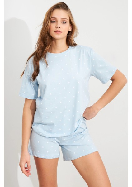 Kadın Bebe Mavi Kalp Puantiyeli Pijama Takım HAN300 fiyatları