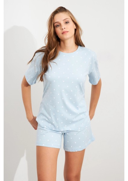 Kadın Bebe Mavi Kalp Puantiyeli Pijama Takım HAN300 modelleri