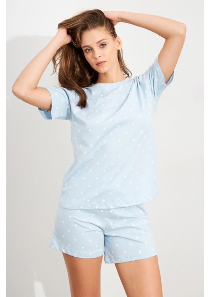 Kadın Bebe Mavi Kalp Puantiyeli Pijama Takım HAN300 fırsatları