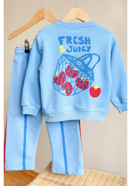 Kız Çocuk Baskılı 3 Iplik Pamuklu Kumaş Alt Üst Takım fırsatları