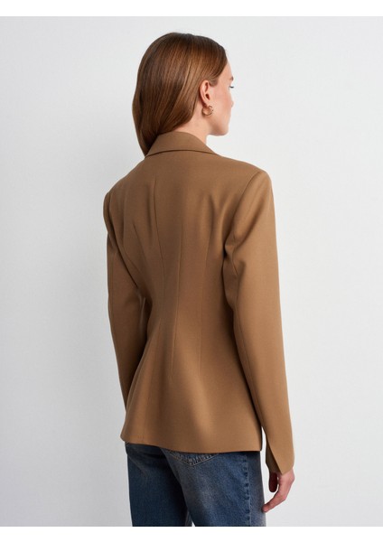 60774 Fitted Kesim Vatkalı Blazer-Camel fiyatları