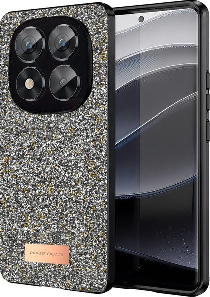 Resveq Onegif Xiaomi Redmi Note 14 Pro 5g Bright Simli Kapak - Gümüş