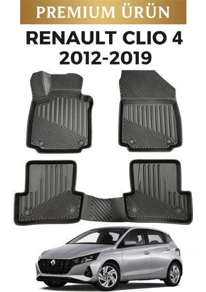 Renault Clio 4 2012–2019 Uyumlu 3D Havuzlu Oto Paspas Premium