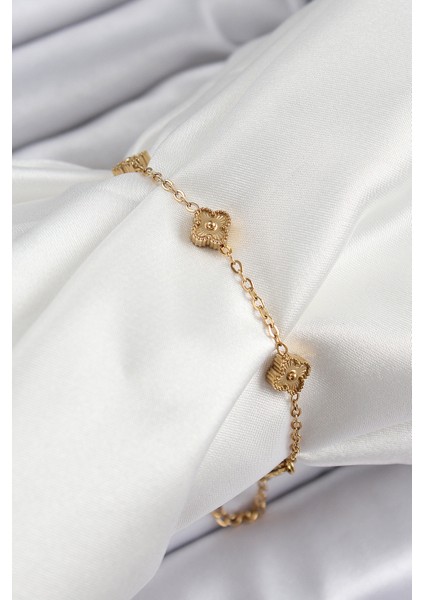 316L Çelik Yonca Model Gold Renk Kadın Bileklik - TJ-BB7363 modelleri