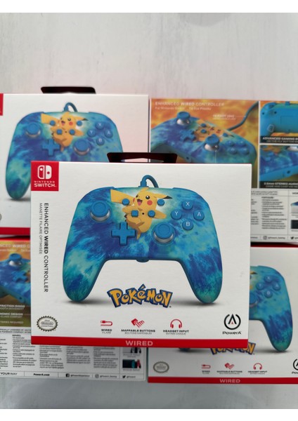 Nintendo Switch Için Geliştirilmiş Kablolu Powera Controller – Tie Dye Pikachu, Gamepad, Oyun Kumandası