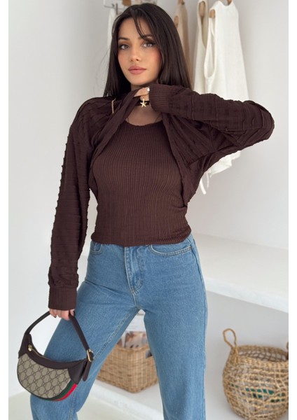 Kadın Dokulu Atlet & Kolye & Sweatshirt Takım – Sıcak & Şehirli Stil modelleri