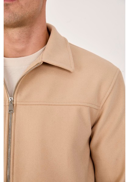 Erkek Kaşe Gömlek Yaka Ceket Fermuarlı Şık Mont modelleri