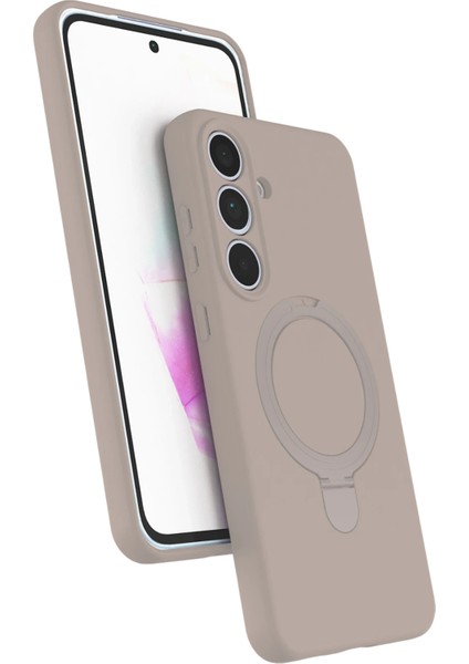 Resveq Newface Samsung Galaxy S24 Fe Regal Magsafe Standlı Kapak - Çöl Titanyum