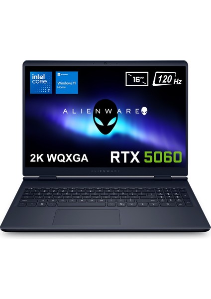 Alienware 16 Aurora Intel Core 7-240H AC16250-C716156W Fr9 64 GB Ddr5 2 Tb RRTX5060 8gb 2k Wqxga 120Hz Wva Windows 11 Home 16" Gaming Laptop
