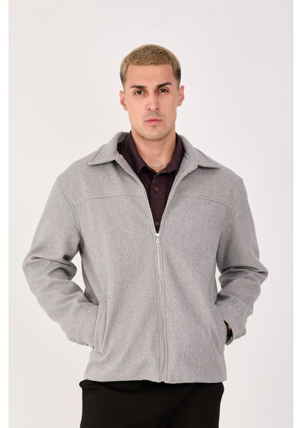 Erkek Kaşe Gömlek Yaka Ceket Fermuarlı Şık Mont fırsatları