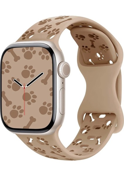 Apple Watch 11-10 46MM 9 8 7 45MM Se 6 5 4 44MM Ultra 49MM Uyumlu Paw & Bone Desenli Silikon Kordon