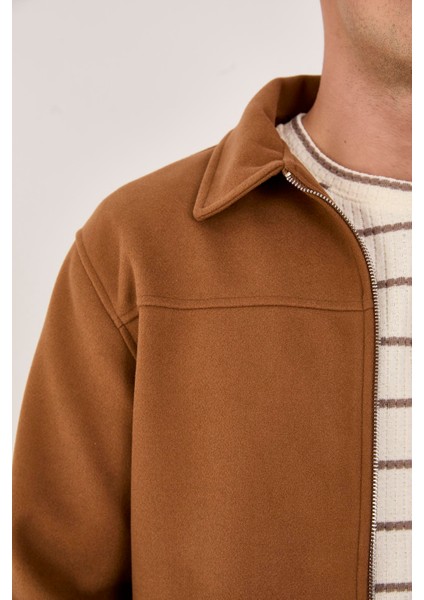 Erkek Kaşe Gömlek Yaka Ceket Fermuarlı Şık Mont modelleri