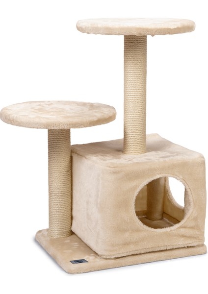 Resveq Karlıe Bej Ikili Tırmala Tahtası ve Kedi Evi (45X35X70)