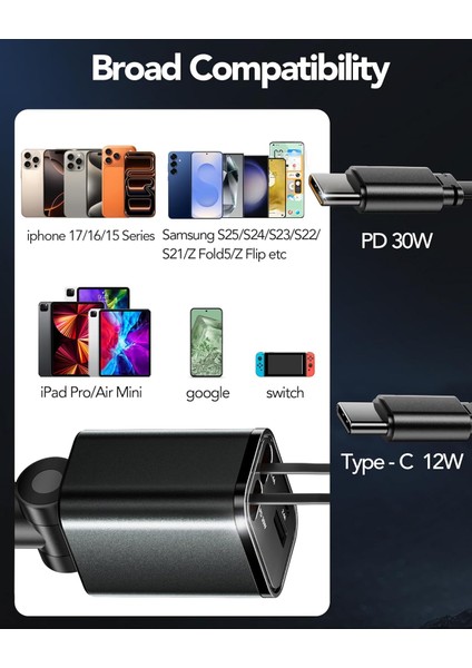 69W Hızlı Sarj Destekli Geri Çekilebilir 4in1 Araç Içi Sarj Aleti 180° Dönebilir Usb-C Çakmaklık fiyatları