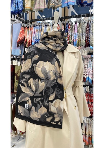 Manolya Bahçesi Desenli Şal Siyah fiyatları