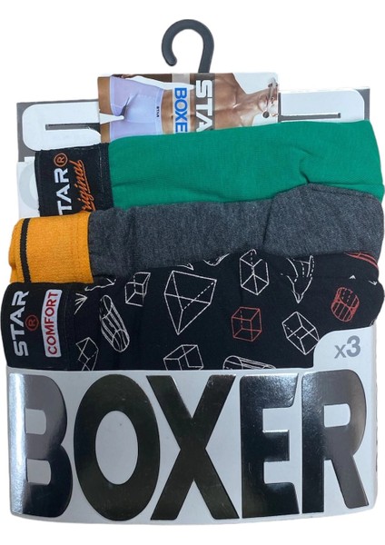 Mdb Star 105 Desenli Jakar Erkek 3'lü Kemer Boxer