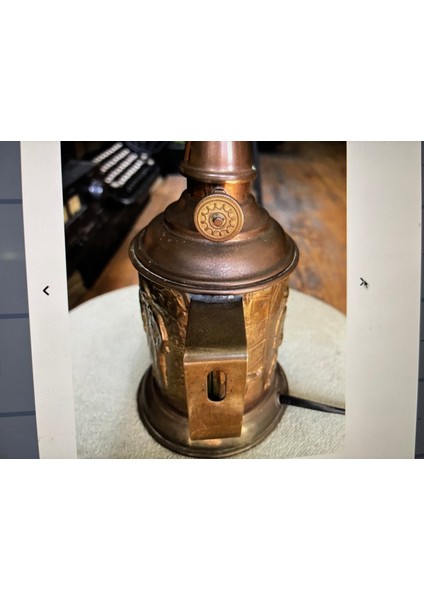 Fransız Pirinç Gaz Lambasından Abajur 30 cm Boyunda