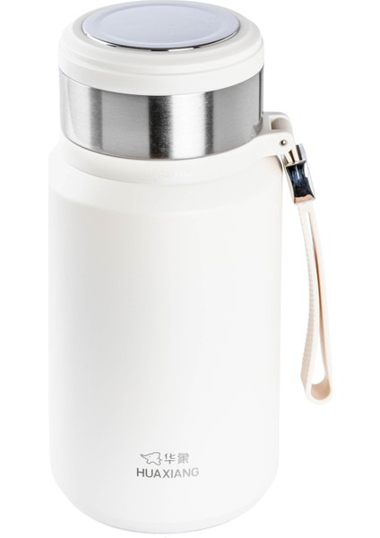 Okadı Süzgeçli Beyaz Paslanmaz Çelik Termos 1l