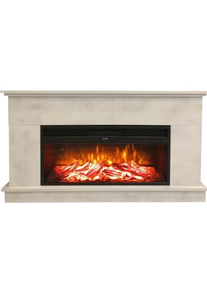 Large Penida Retro Beton Desen 1800 Watt Dekoratif Elektrikli Şömine