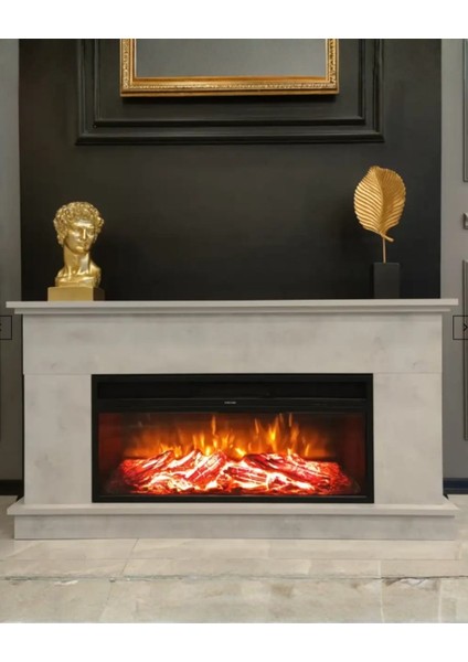 Large Penida Retro Beton Desen 1800 Watt Dekoratif Elektrikli Şömine indirimleri