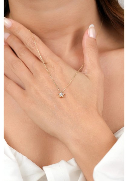 Asil 14 Ayar Taşlı Mini Yıldız Altın Kolye KLY4017 fiyatları