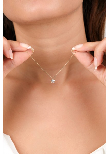 Asil 14 Ayar Taşlı Mini Yıldız Altın Kolye KLY4017 fırsatları