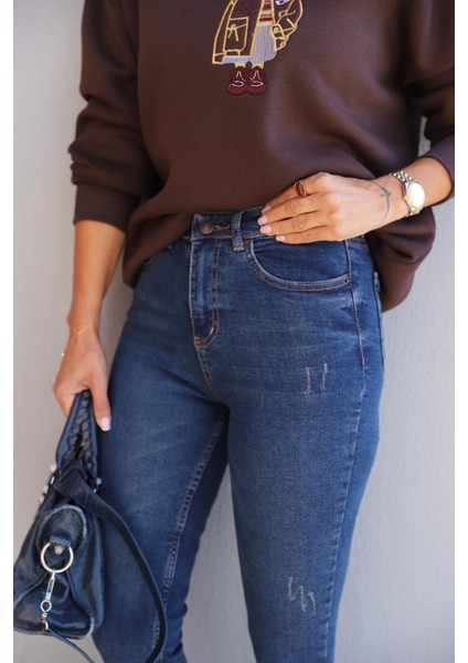 Mavi Taşlamalı Skinny Jean Pantolon fiyatları