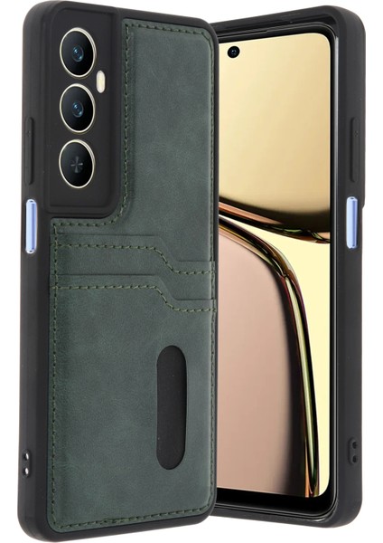 Resveq Newface Realme C65 Sara Kartvizitli Deri Kılıf - Yeşil