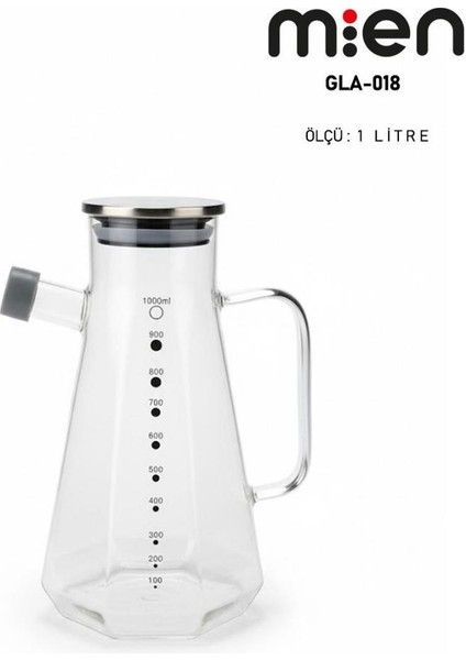 1 Lt Metal Kapaklı Cam Yağdanlık