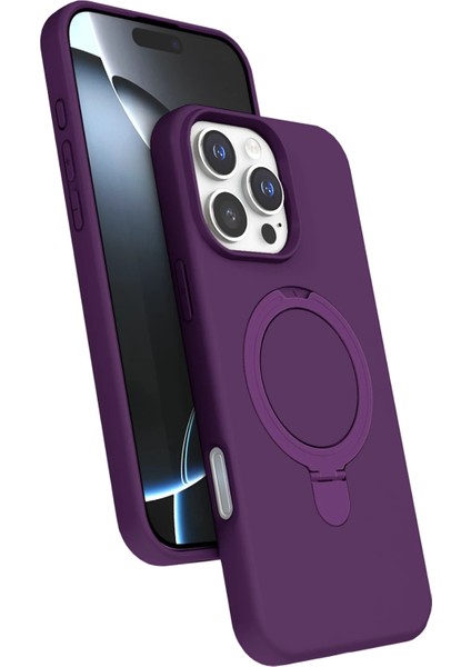 Resveq Newface Apple Iphone 16 Pro Max Regal Magsafe Standlı Kapak - Derin Mor