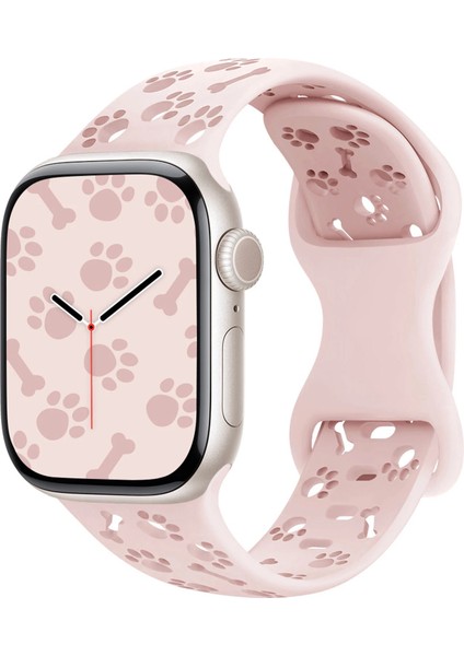 Apple Watch 11-10 42MM 9 8 7 41MM Se 6 5 4 40MM 1 2 38MM Uyumlu Paw & Bone Desenli Silikon Kordon