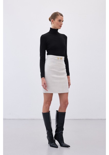 Düğme Detaylı Mini Tüvit Etek - Taş fırsatları