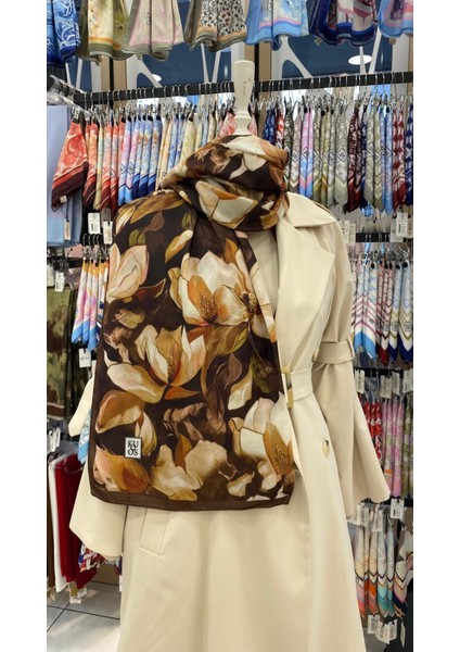 Manolya Bahçesi Desenli Şal Kahverengi fiyatları