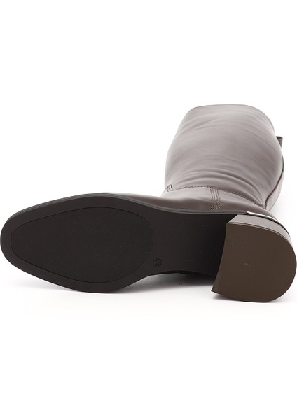 Kadın Kahverengi Platinum Fermuarlı Kalın Topuklu Hakiki Deri Çizme fırsatları