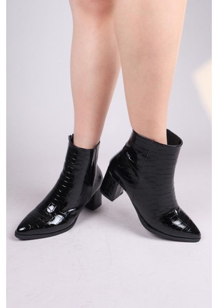 Sıon Kroko Topuklu Bot Siyah modelleri