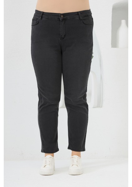 Büyük Beden Kot Pantolon Füme