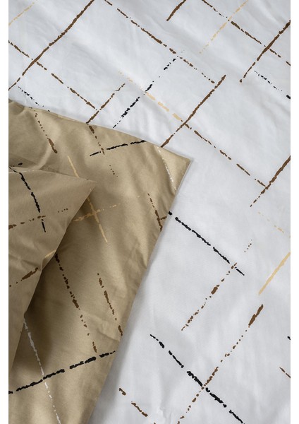 Reflection Desen Bej Renk Çift Kişilik Pamuklu Ranforce Nevresim Takımı Çarşaflı Yumuşak 200X220 modelleri