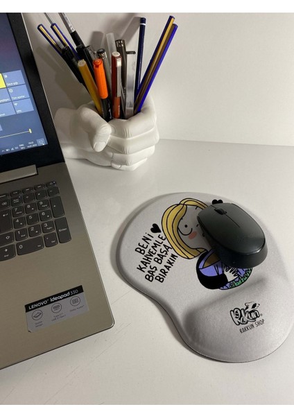 Kahvekolik Kız Baskılı Bilek Destekli Renkli Mouse Pad 24 cm x 25 cm Boyut fiyatları