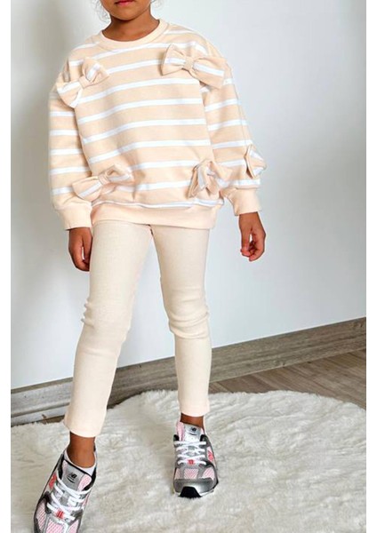 Kız Çocuk Fiyonk Detaylı 3 Iplik Kumaş Pamuklu Alt Üst Takım fiyatları