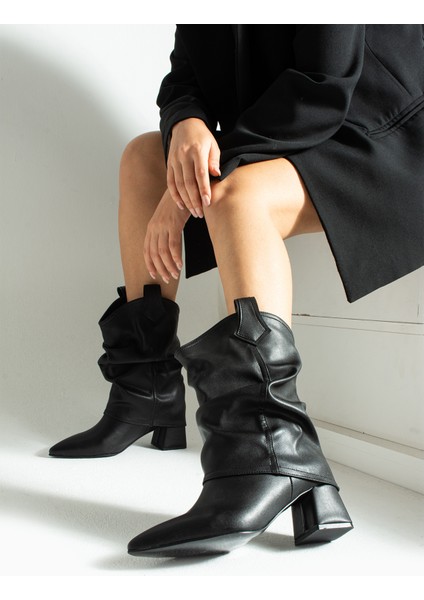 Kai Western Tarzı Büzgülü Detaylı Topuklu Çizme Bot indirimleri