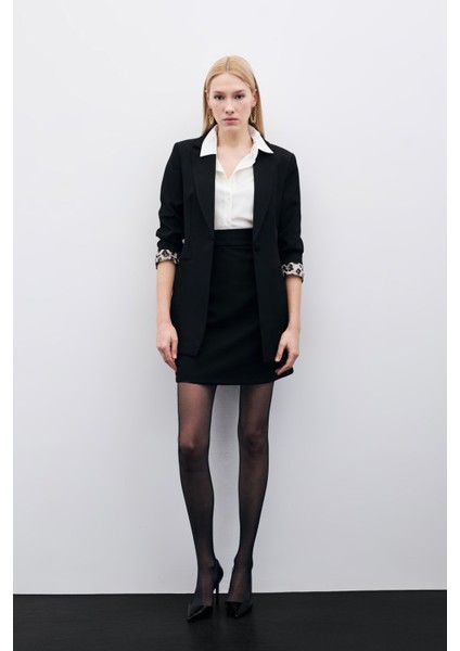 Düz Mini Etek - Siyah modelleri