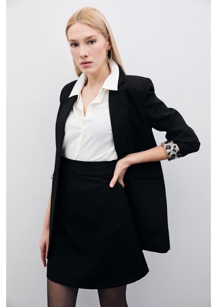 Düz Mini Etek - Siyah