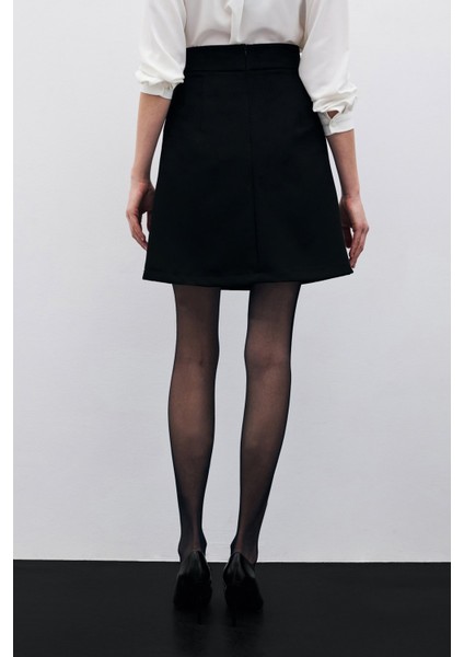 Düz Mini Etek - Siyah