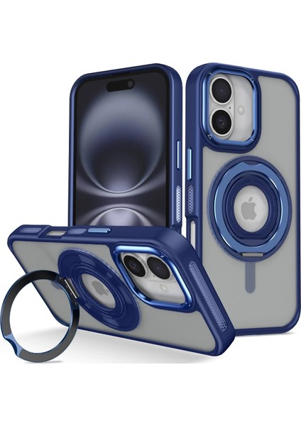 Resveq Joko Iphone 16 Banza Magsafe Standlı Kapak - Lacivert
