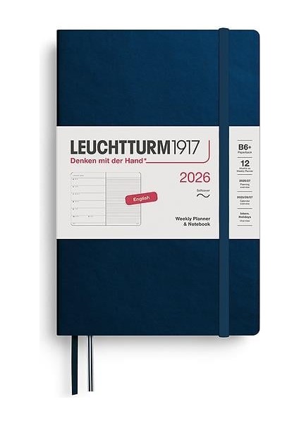 LEUCHTTURM1917 Çanta Boy (B6+) 12 Aylık Ajanda ve Not Defteri (Çizgili) 2026 Yumuşak Kapak, Ingilizce, Deep SEA372690