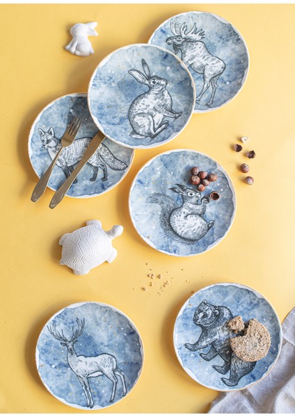 North Pino 6 Parça 19 cm Porselen Pasta Seti